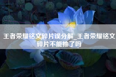 王者荣耀铭文碎片误分解_王者荣耀铭文碎片不能抽了吗