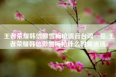 王者荣耀韩信傲雪梅枪语音台词一览(王者荣耀韩信傲雪梅枪什么时候返场)
