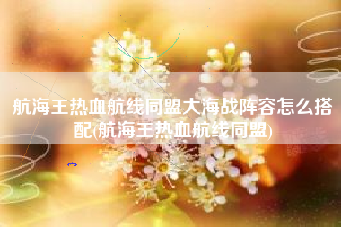 航海王热血航线同盟大海战阵容怎么搭配(航海王热血航线同盟)