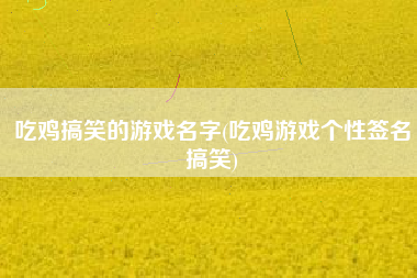 吃鸡搞笑的游戏名字(吃鸡游戏个性签名搞笑)