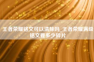 王者荣耀铭文可以清除吗_王者荣耀满级铭文要多少碎片