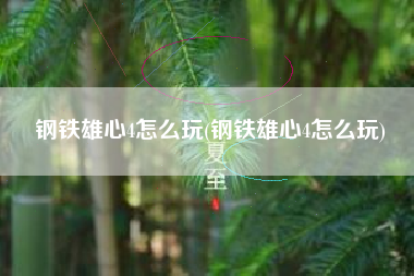 钢铁雄心4怎么玩(钢铁雄心4怎么玩)