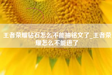 王者荣耀钻石怎么不能抽铭文了_王者荣耀怎么不能进了