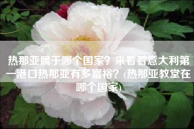 热那亚属于哪个国家？来看看意大利第一港口热那亚有多富裕？(热那亚教堂在哪个国家)