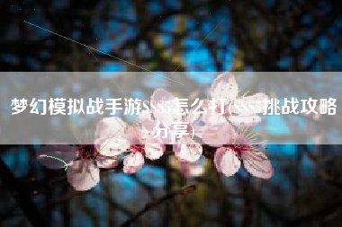 梦幻模拟战手游SSS5怎么打(SSS5挑战攻略分享)