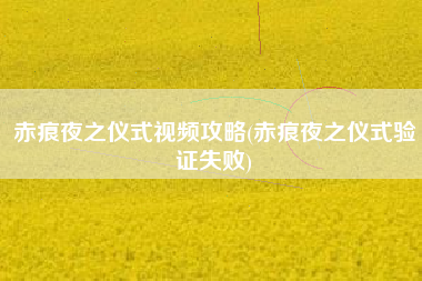 赤痕夜之仪式视频攻略(赤痕夜之仪式验证失败)