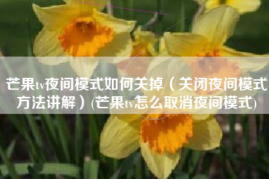 芒果tv夜间模式如何关掉（关闭夜间模式方法讲解）(芒果tv怎么取消夜间模式)
