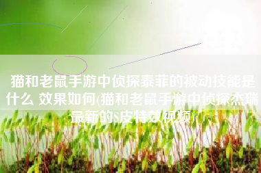 猫和老鼠手游中侦探泰菲的被动技能是什么 效果如何(猫和老鼠手游中侦探杰瑞最新的S皮特效视频)