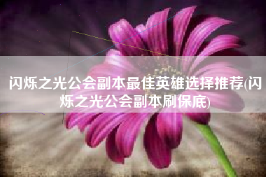 闪烁之光公会副本最佳英雄选择推荐(闪烁之光公会副本刷保底)