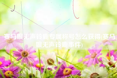 赛马娘无声铃鹿专属称号怎么获得(赛马娘无声铃鹿事件)