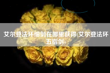 艾尔登法环细剑在哪里获得(艾尔登法环五指剑)