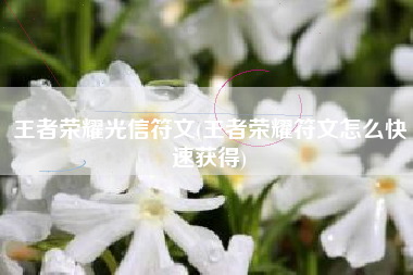 王者荣耀光信符文(王者荣耀符文怎么快速获得)