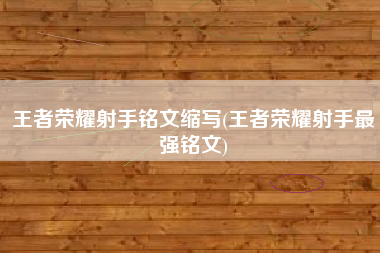 王者荣耀射手铭文缩写(王者荣耀射手最强铭文)
