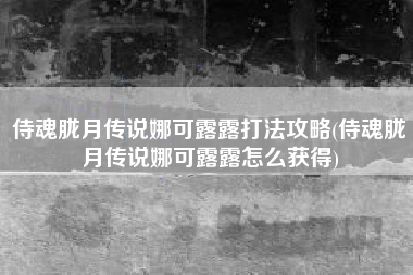 侍魂胧月传说娜可露露打法攻略(侍魂胧月传说娜可露露怎么获得)