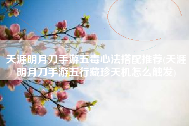 天涯明月刀手游五毒心法搭配推荐(天涯明月刀手游五行藏珍天机怎么触发)
