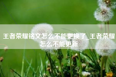 王者荣耀铭文怎么不能更换了_王者荣耀怎么不能更新