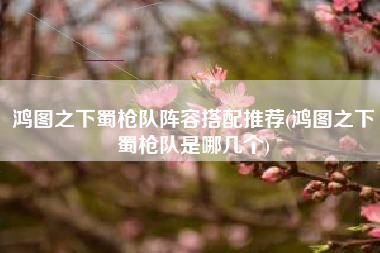 鸿图之下蜀枪队阵容搭配推荐(鸿图之下蜀枪队是哪几个)