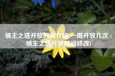 领主之塔开放时间介绍 一周开放几次 (领主之塔开放时间修改)
