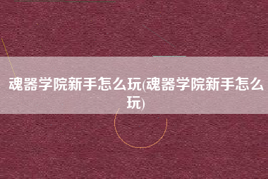 魂器学院新手怎么玩(魂器学院新手怎么玩)