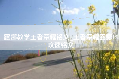 露娜教学王者荣耀铭文_王者荣耀露娜12攻速铭文