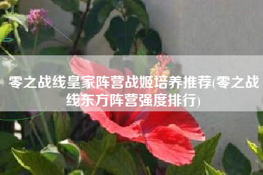 零之战线皇家阵营战姬培养推荐(零之战线东方阵营强度排行)