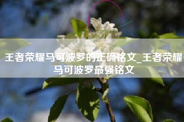 王者荣耀马可波罗的正确铭文_王者荣耀马可波罗最强铭文