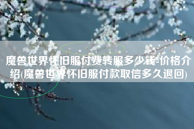 魔兽世界怀旧服付费转服多少钱-价格介绍(魔兽世界怀旧服付款取信多久退回)