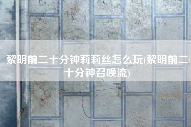 黎明前二十分钟莉莉丝怎么玩(黎明前二十分钟召唤流)