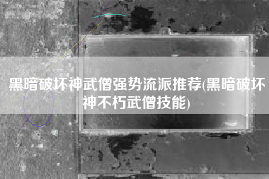 黑暗破坏神武僧强势流派推荐(黑暗破坏神不朽武僧技能)