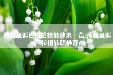 跨越星弧巴拉格技能效果一览(跨越星弧巴拉格转职推荐)