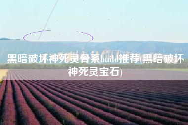 黑暗破坏神死灵骨系build推荐(黑暗破坏神死灵宝石)