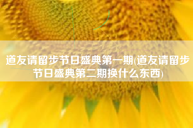 道友请留步节日盛典第一期(道友请留步节日盛典第二期换什么东西)