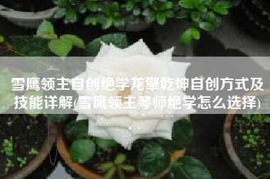 雪鹰领主自创绝学龙擎乾坤自创方式及技能详解(雪鹰领主琴师绝学怎么选择)