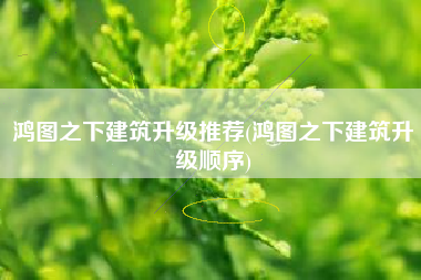 鸿图之下建筑升级推荐(鸿图之下建筑升级顺序)