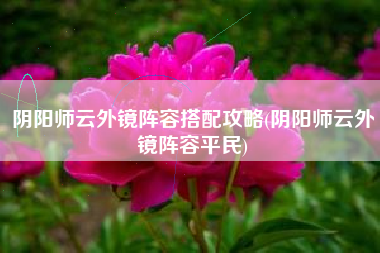 阴阳师云外镜阵容搭配攻略(阴阳师云外镜阵容平民)