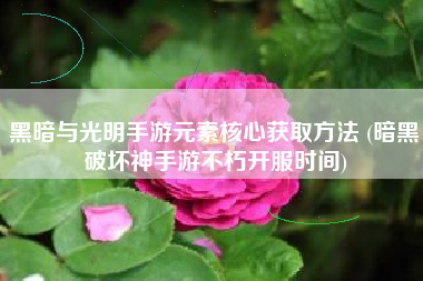 黑暗与光明手游元素核心获取方法 (暗黑破坏神手游不朽开服时间)
