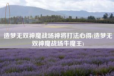 造梦无双神魔战场神将打法心得(造梦无双神魔战场牛魔王)