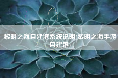 黎明之海自建港系统说明(黎明之海手游自建港)