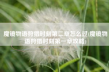 魔镜物语狩猎时刻第二章怎么过(魔镜物语狩猎时刻第一章攻略)