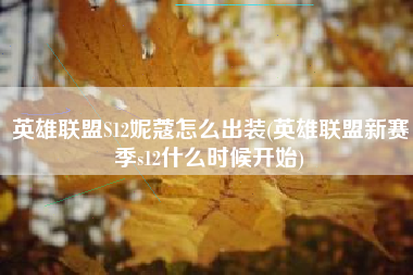 英雄联盟S12妮蔻怎么出装(英雄联盟新赛季s12什么时候开始)