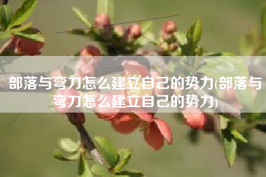 部落与弯刀怎么建立自己的势力(部落与弯刀怎么建立自己的势力)