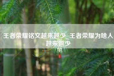 王者荣耀铭文越来越少_王者荣耀为啥人越来越少