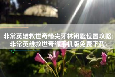非常英雄救世奇缘尖牙林钥匙位置攻略(非常英雄救世奇缘手机版免费下载)
