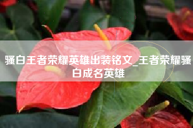 骚白王者荣耀英雄出装铭文_王者荣耀骚白成名英雄