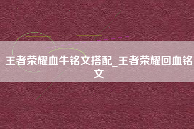 王者荣耀血牛铭文搭配_王者荣耀回血铭文