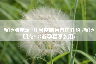 赛博朋克2077开启控制台方法介绍 (赛博朋克2077避孕套怎么用)