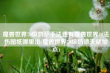 魔兽世界70级奶萨手法还有魔兽世界40法伤图纸哪里出(魔兽世界70级奶德天赋加点)