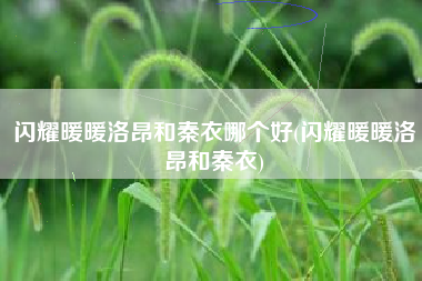 闪耀暖暖洛昂和秦衣哪个好(闪耀暖暖洛昂和秦衣)