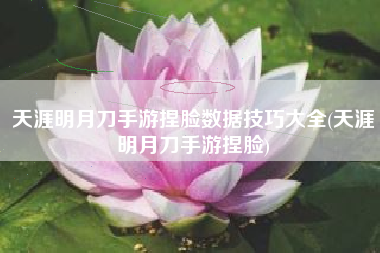 天涯明月刀手游捏脸数据技巧大全(天涯明月刀手游捏脸)