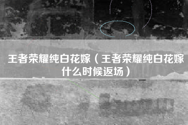 王者荣耀纯白花嫁（王者荣耀纯白花嫁什么时候返场）